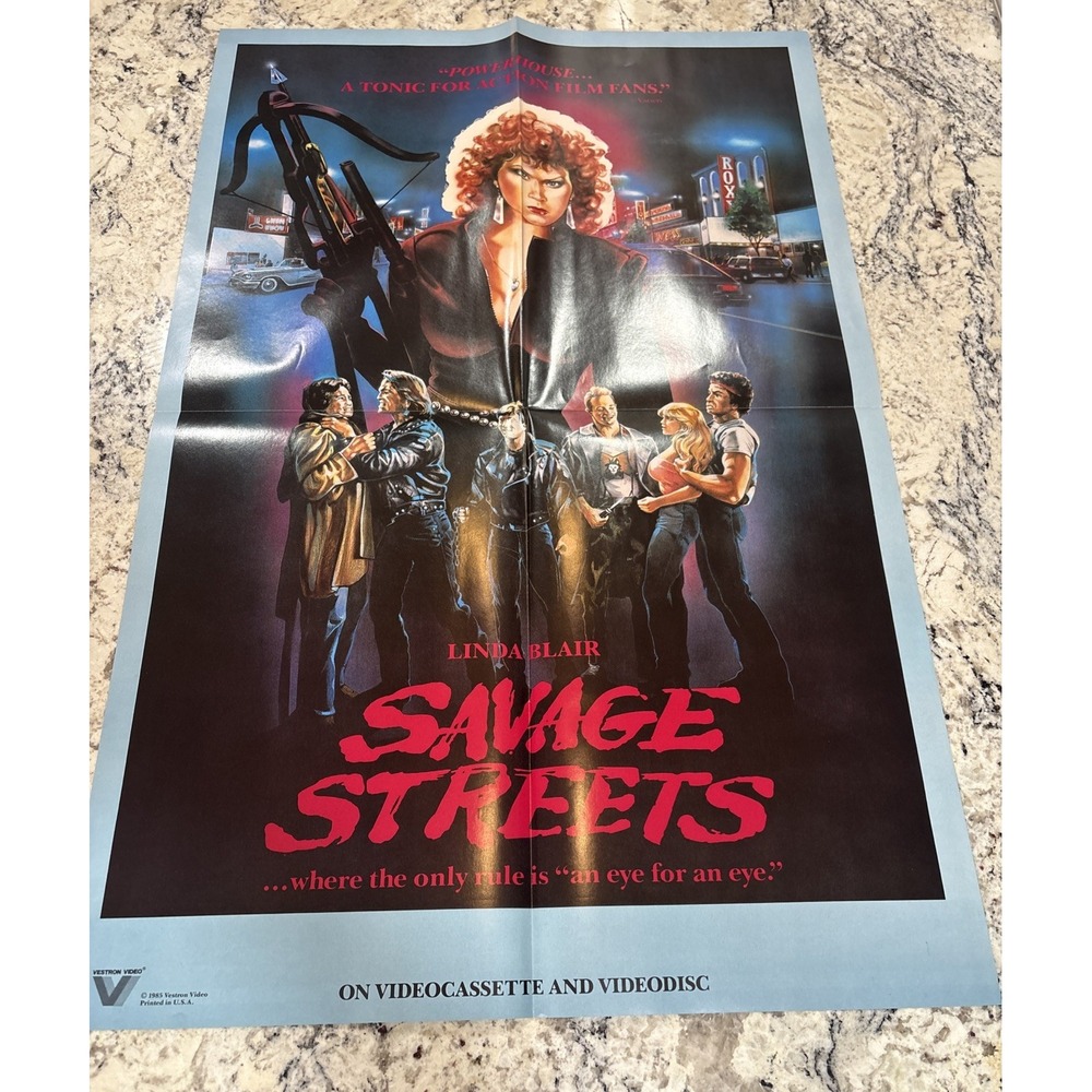 VINTAGE SAVAGE STREETS VHS Promo MOVIE POSTER (LINDA BLAIR) Colt Classic